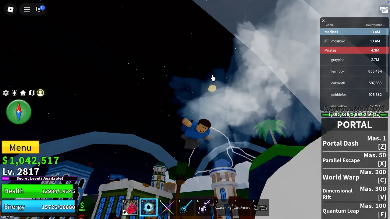 Glowing yellow secret cloud floating high above the Skylands islands