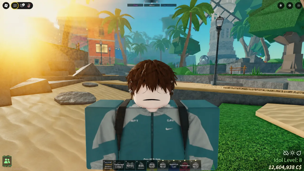 Roblox game screen with the top-left Menu button highlighted