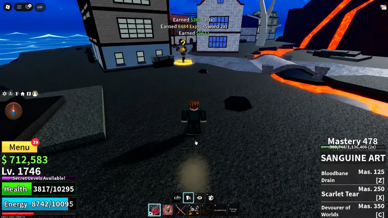 Quest Giver NPC in the village with a yellow question mark marker above them