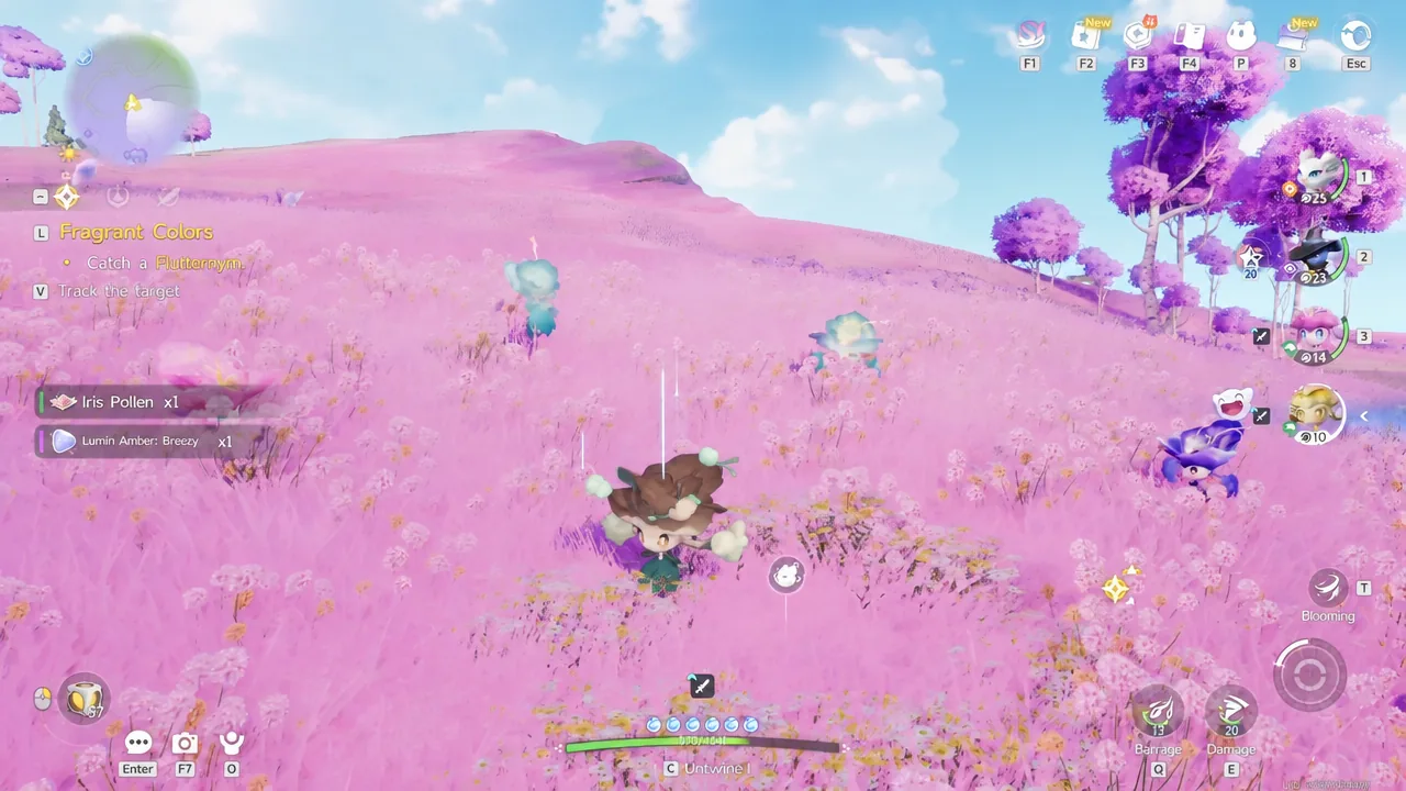 The V Track the target prompt during the Flutternym chase in Fragrant Colors