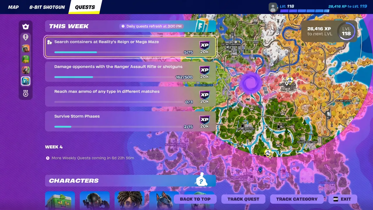 Quest progress updating as chests and ammo boxes are opened inside Reality's Reign