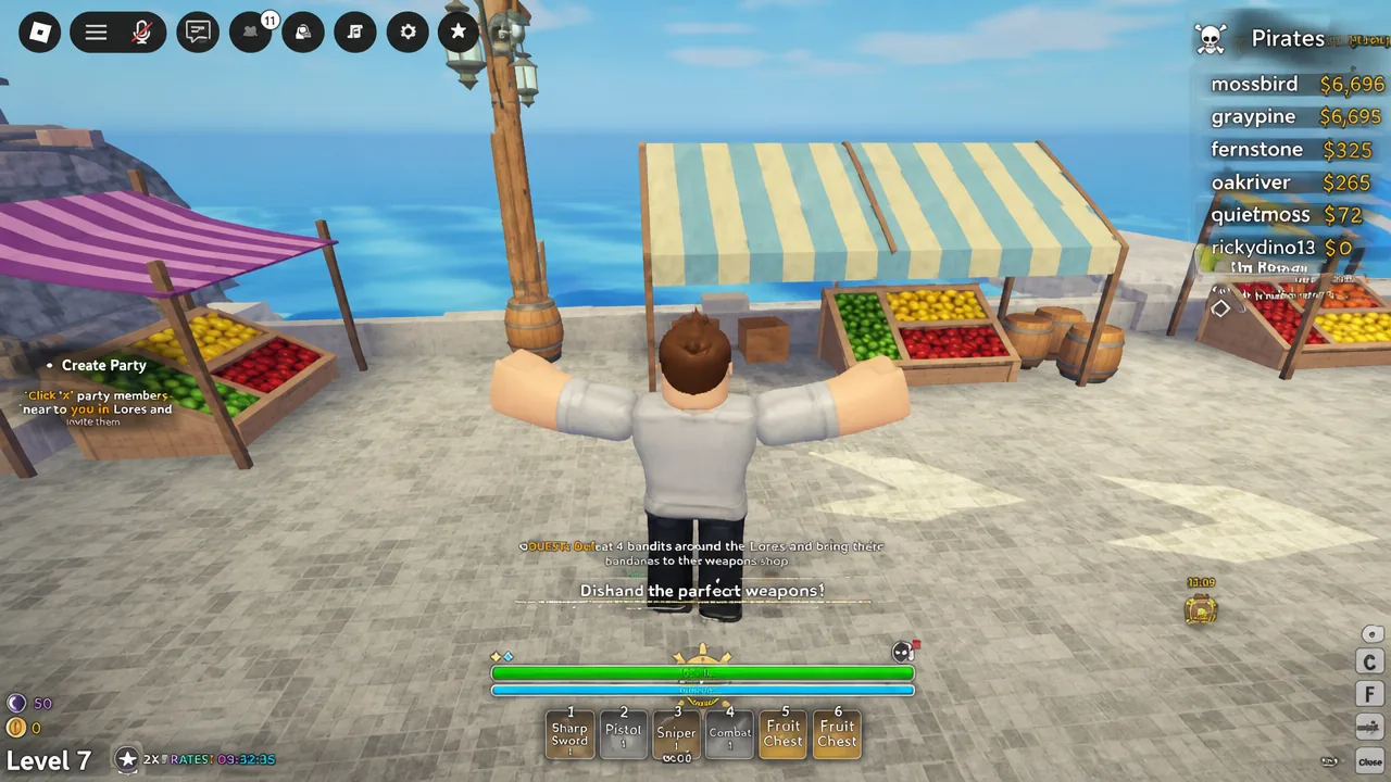 Active Grand Blue quest to defeat four bandits and return their bandanas to the weapons shop
