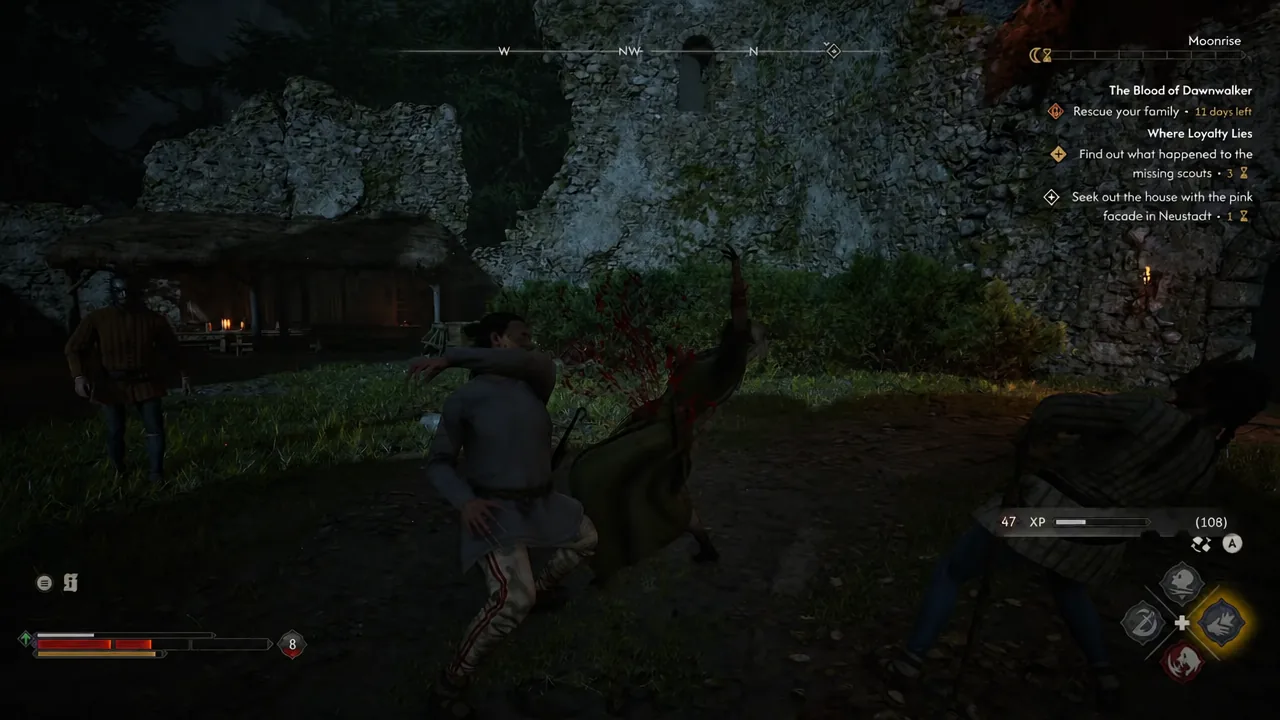 Combat HUD showing an active vampiric ability while fighting enemies in the arena