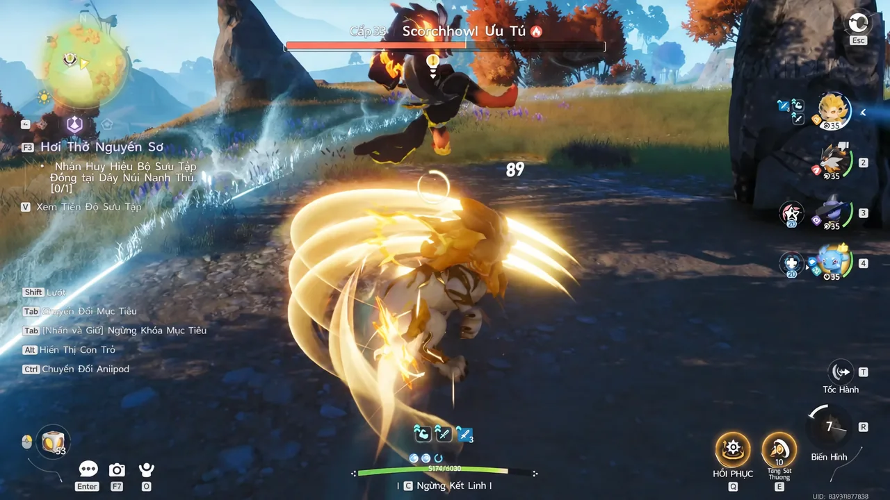 Elite Scorchhowl airborne mid-attack with its boss health bar shown at the top of the screen