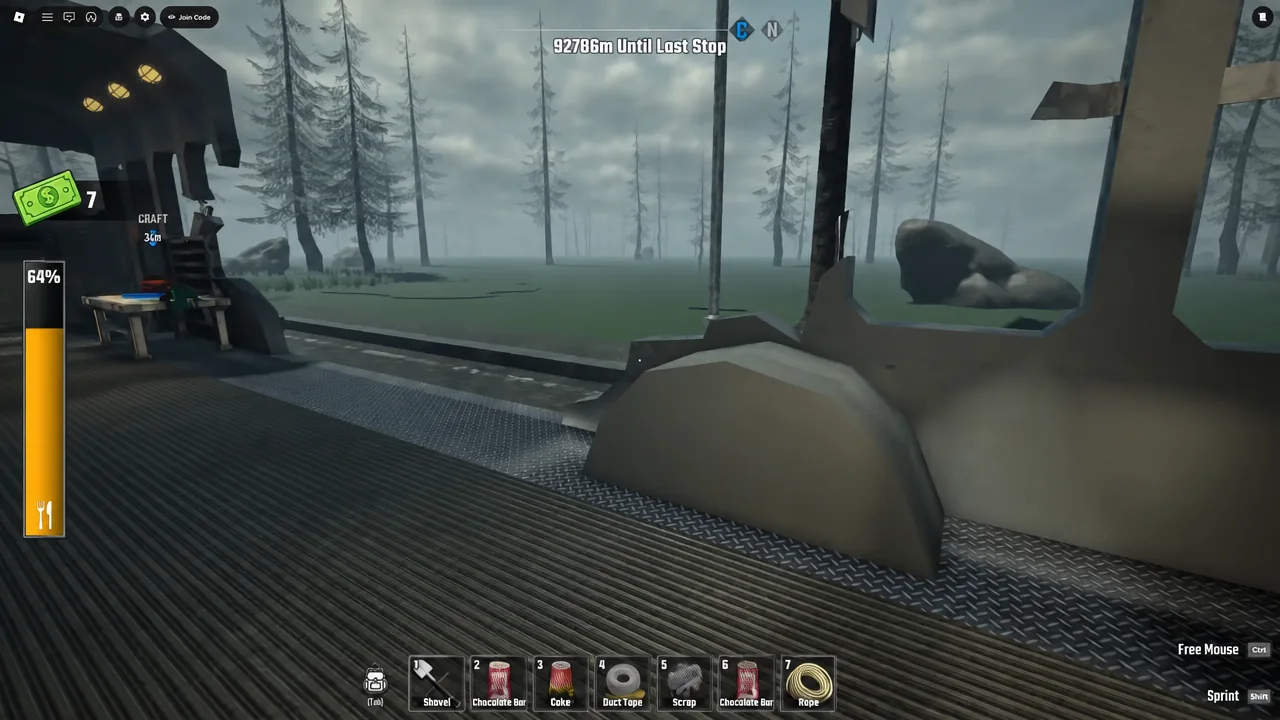 The Revolver equipped in the player's hands during a run