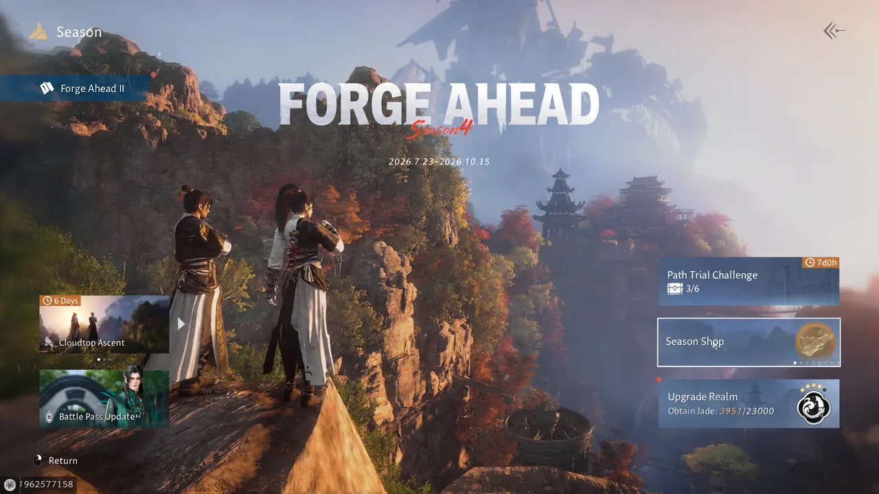 Forge Ahead Season 4 screen with the Season Shop button highlighted