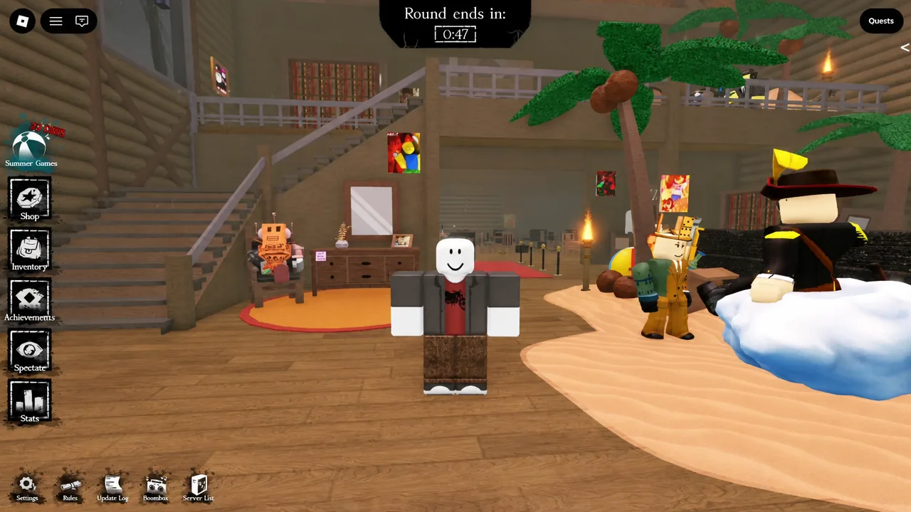 Forsaken lobby with the Round ends in countdown visible above the idle player avatar