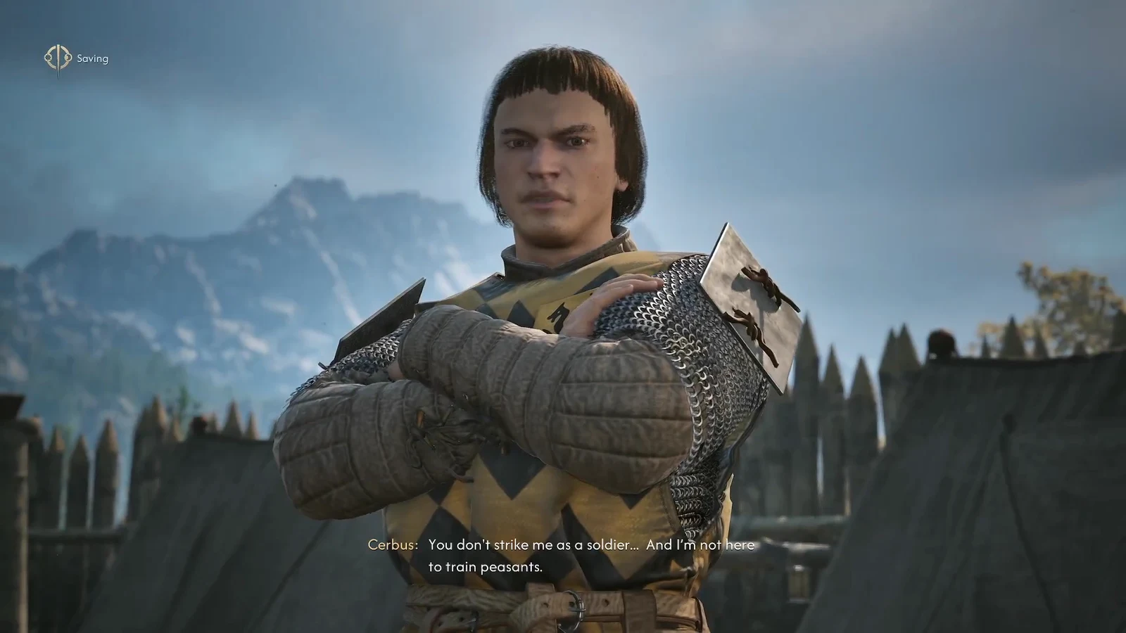 Coen talking to Cerbus in the Stoneward Post training area before the brawl