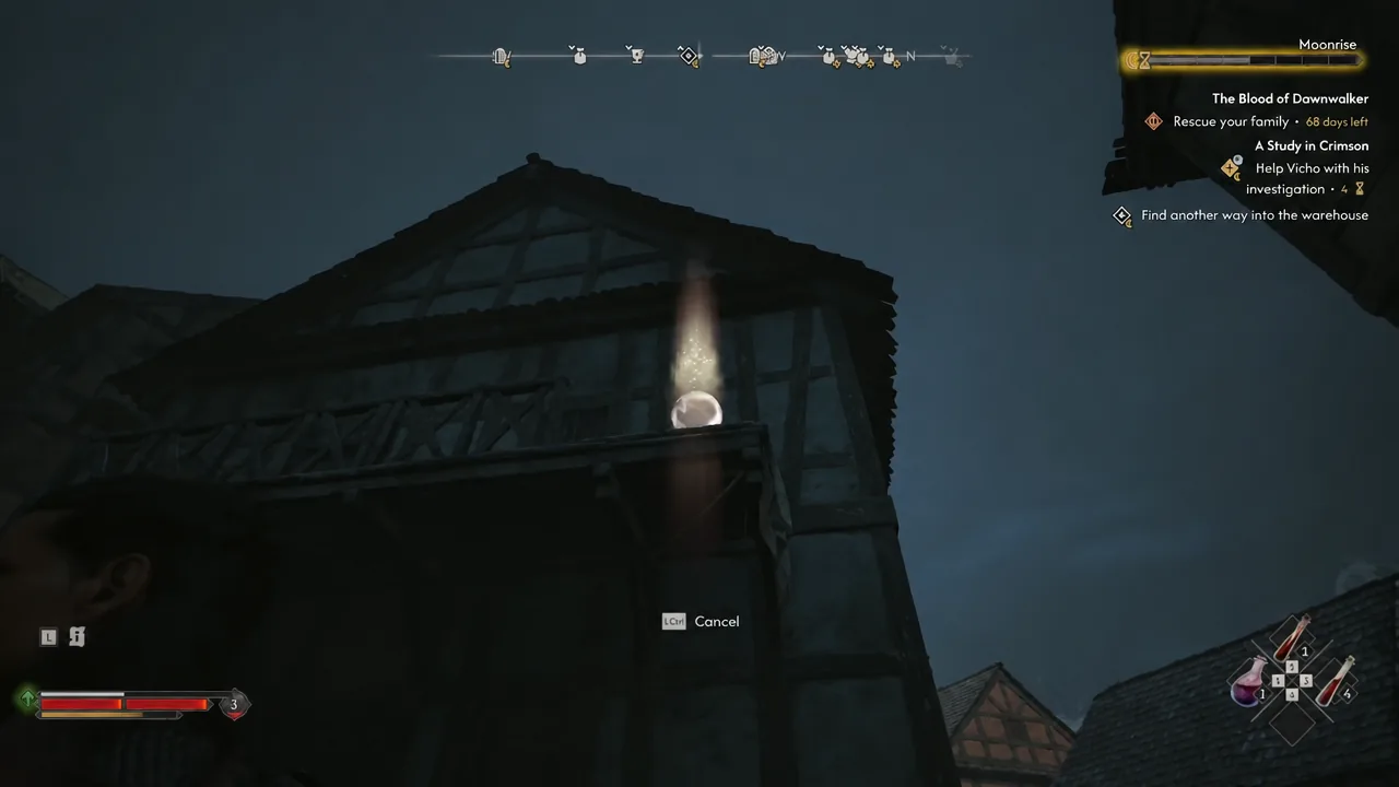 View from the warehouse balcony after the final vampiric jump up the exterior