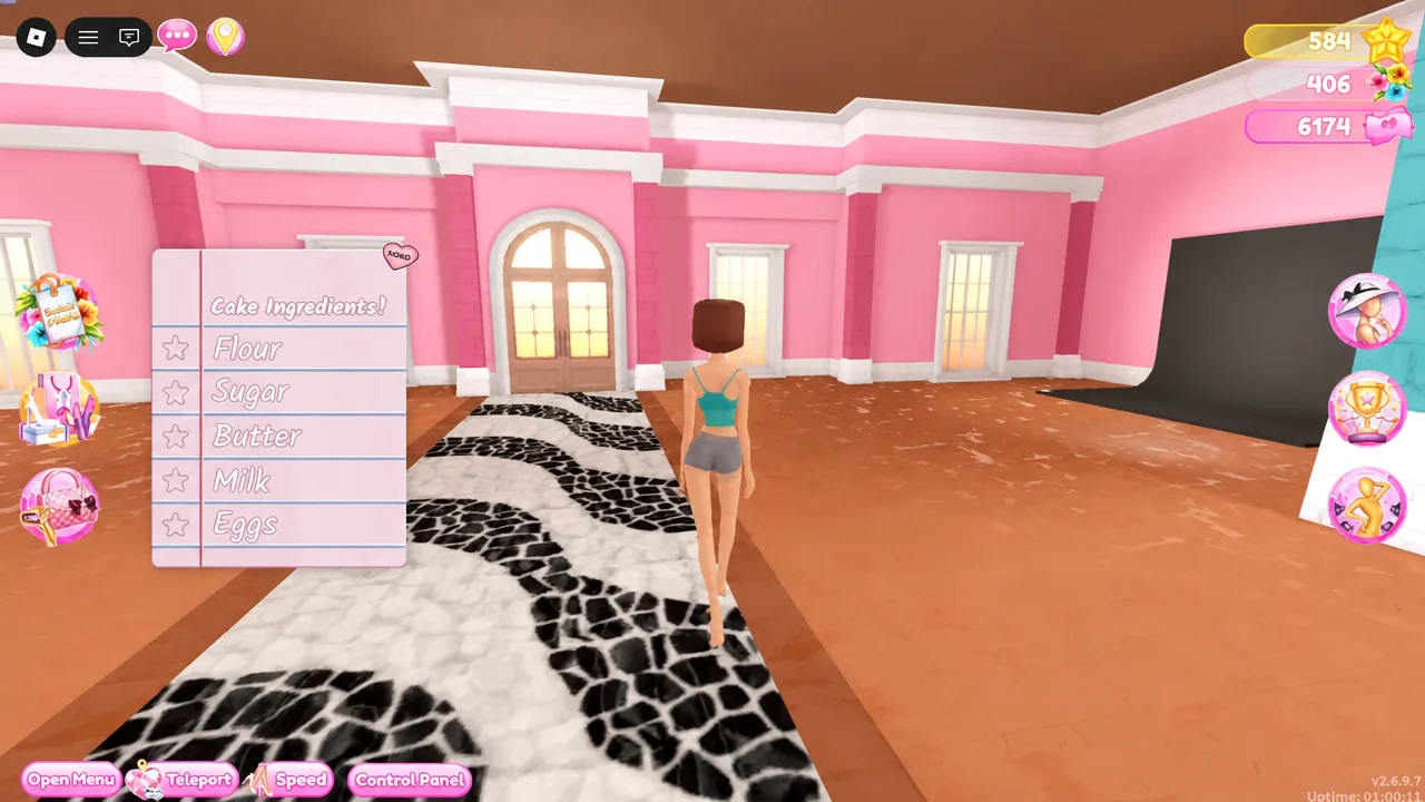 Avatar searching a boardwalk interior with the Cake Ingredients! checklist still on screen