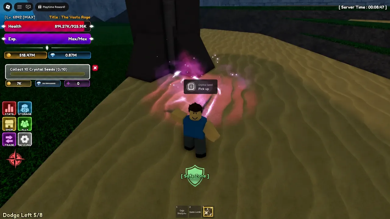 Crystal Seed pickup prompt highlighted on screen during the collection quest in Lineage Piece