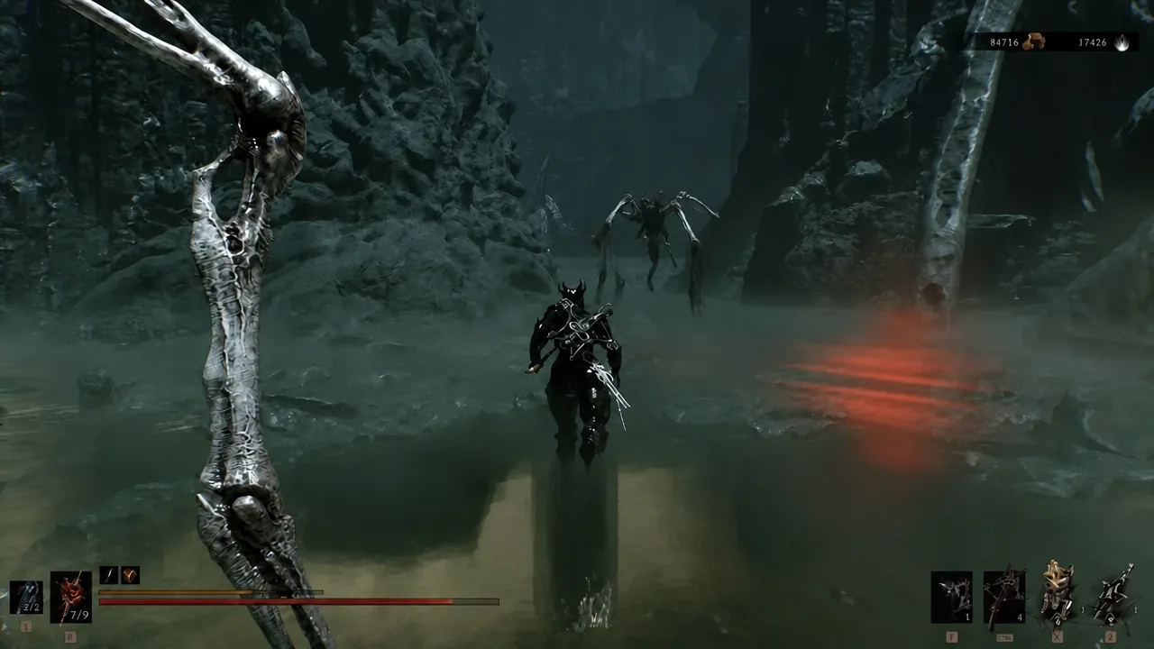 Traversing the Withered Shoals on the way to the Ossinite Falls beacon