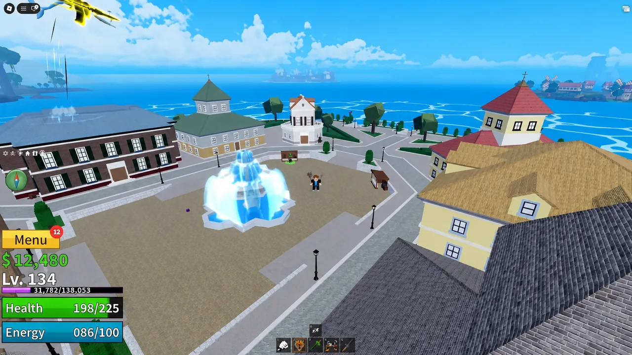 Middletown plaza seen from above with the central fountain in view