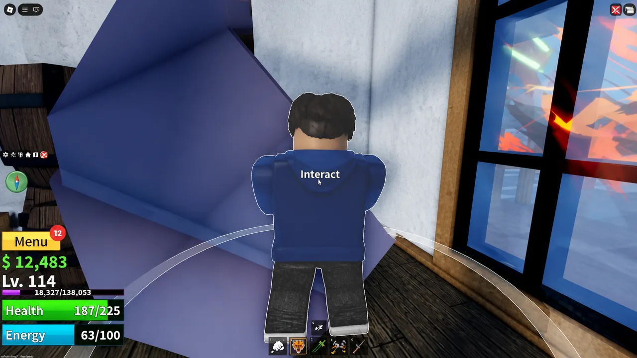 The Interact prompt shown on screen while facing the Secrets Master