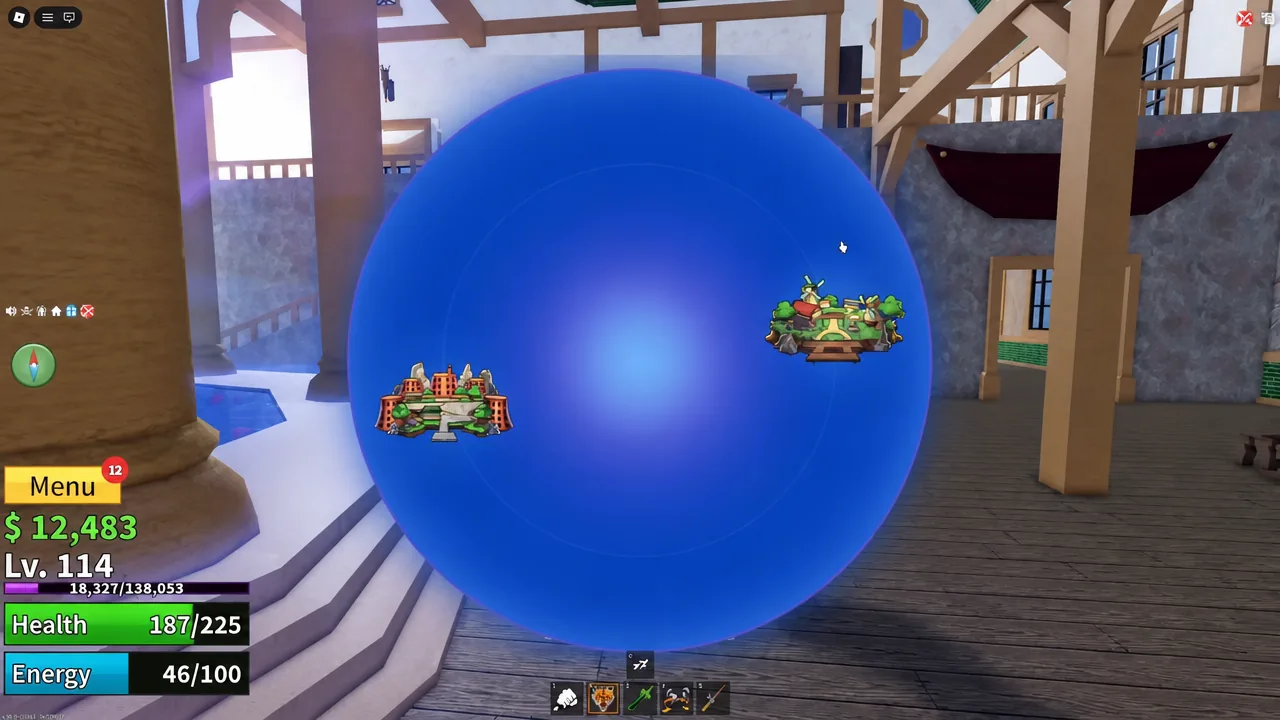 Blox Fruits map screen open with island destination icons visible