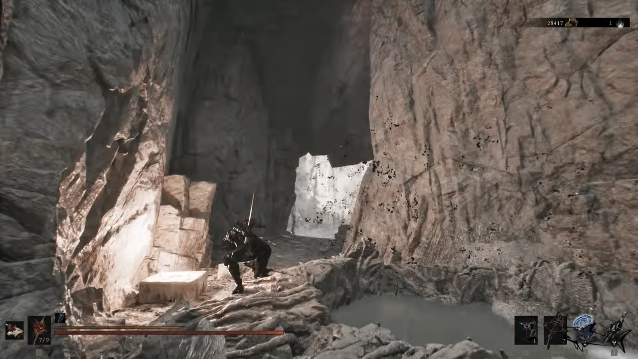 Ruined citadel environment on the route toward the Scholar-Prince's arena in Mortal Shell 2
