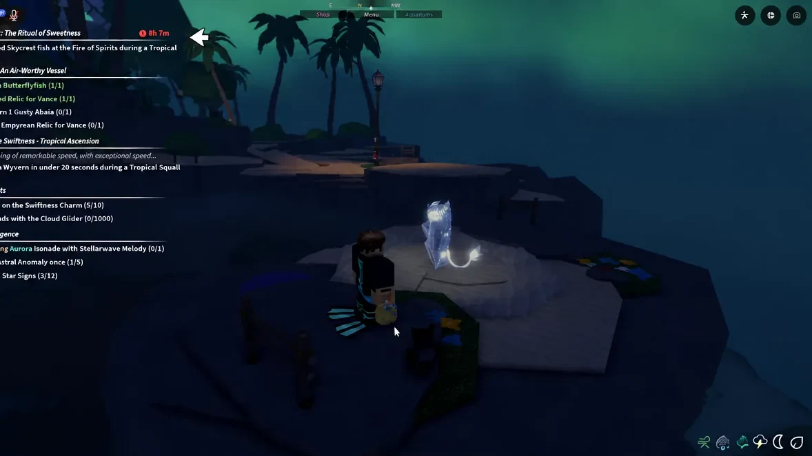 Talking to the Keeper of the Sky NPC on Skycrest to start the Line of the Skies questline