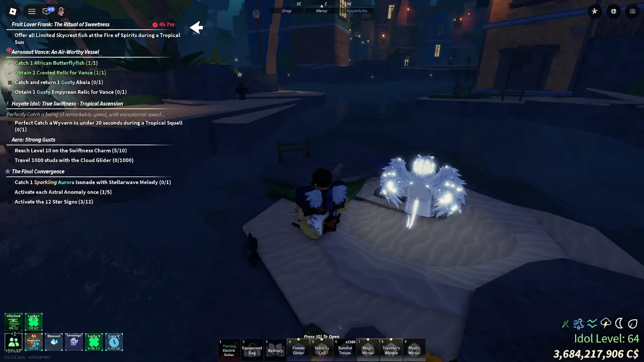 In-game quest tracker with a glowing objective and the Press G To Open prompt on screen