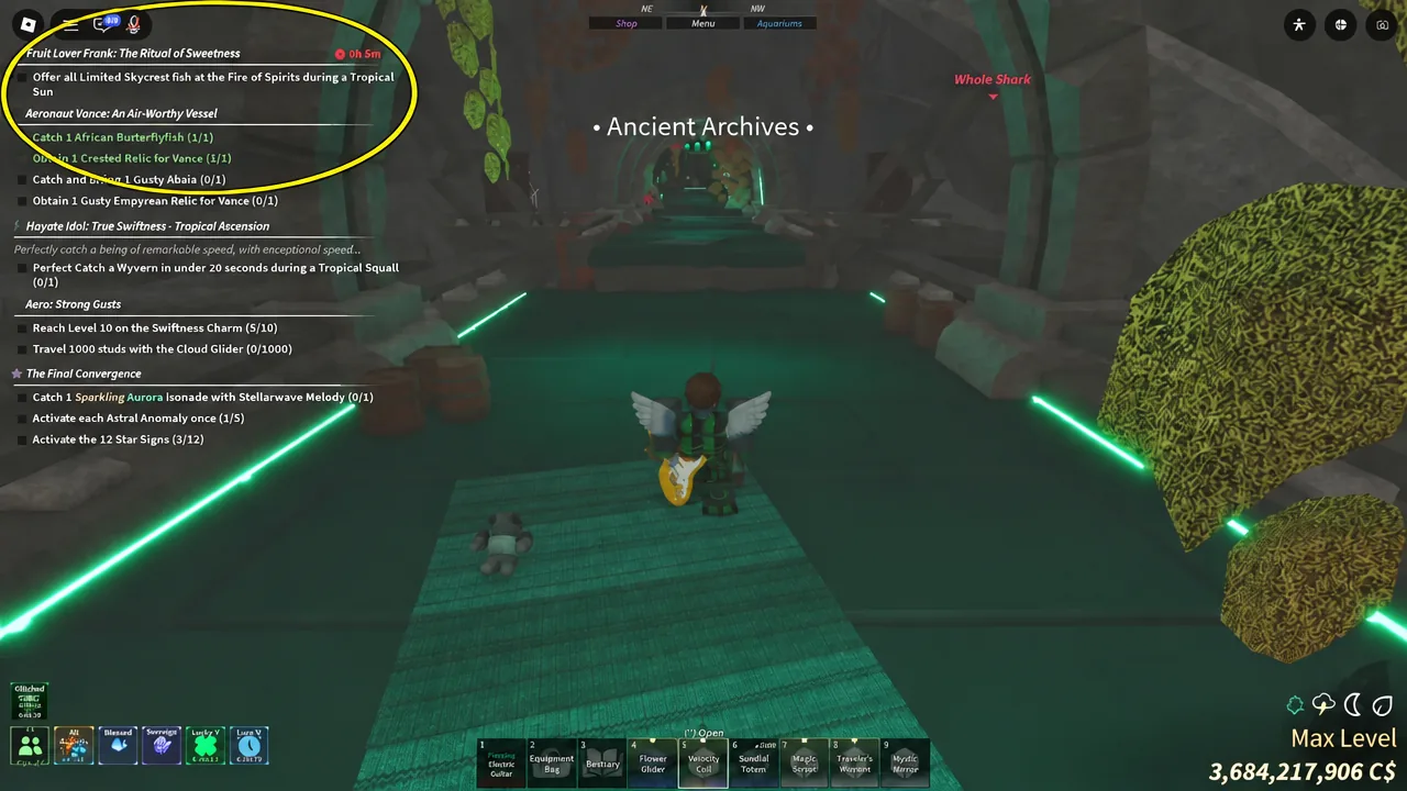 The crafting altar inside the Ancient Archives on Ancient Isle with the Abaia's Spite recipe selected