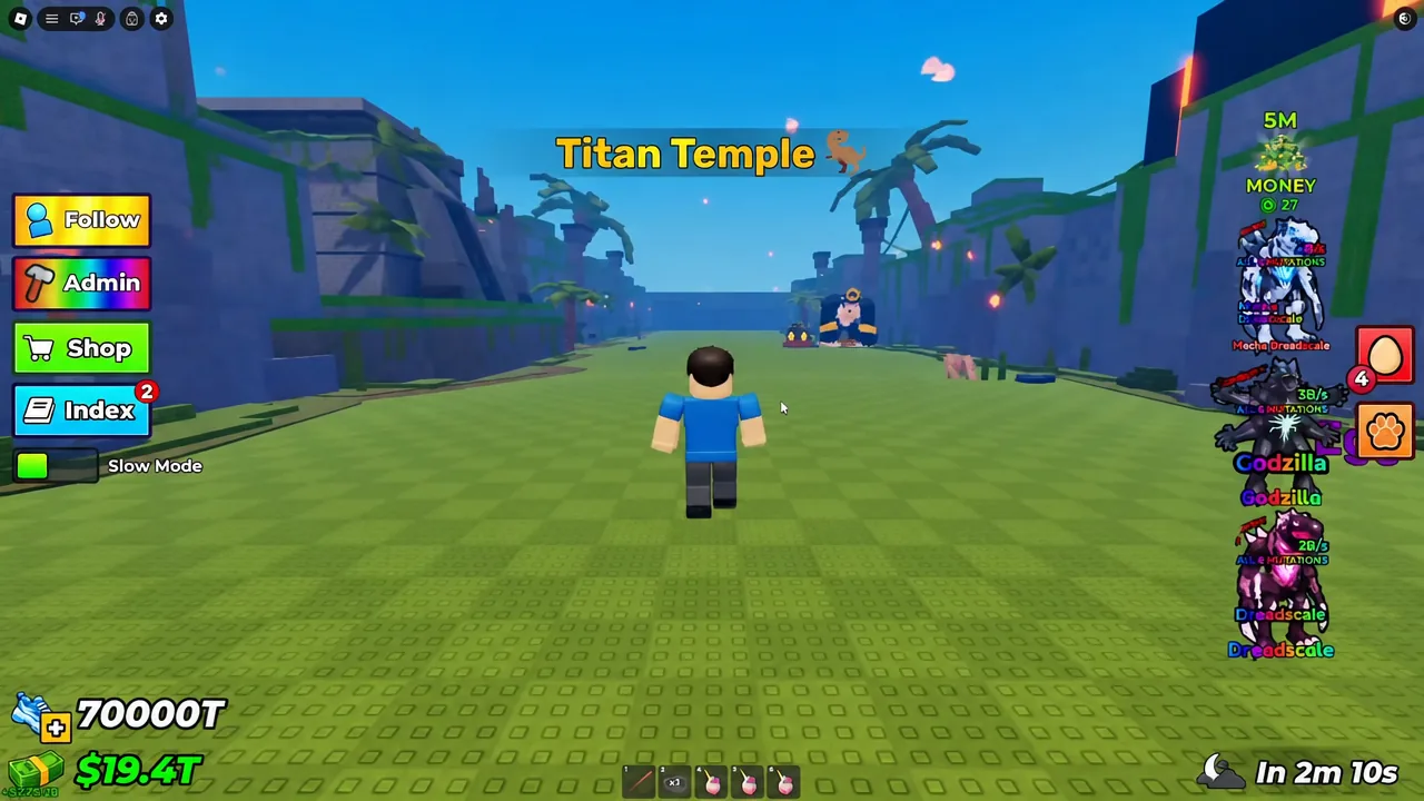 Player running forward along the Titan Temple path in Steal An Egg