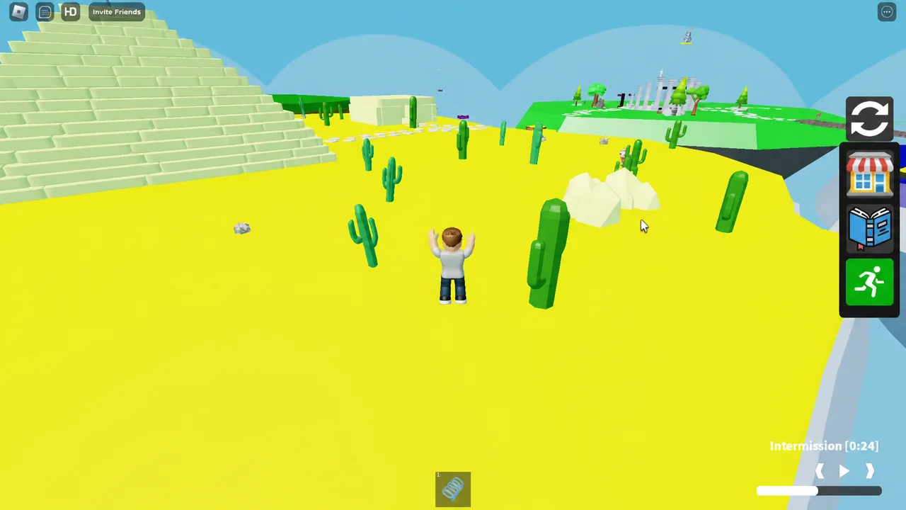 The green run button on the right toggles sprinting, which helps on timed platforms.