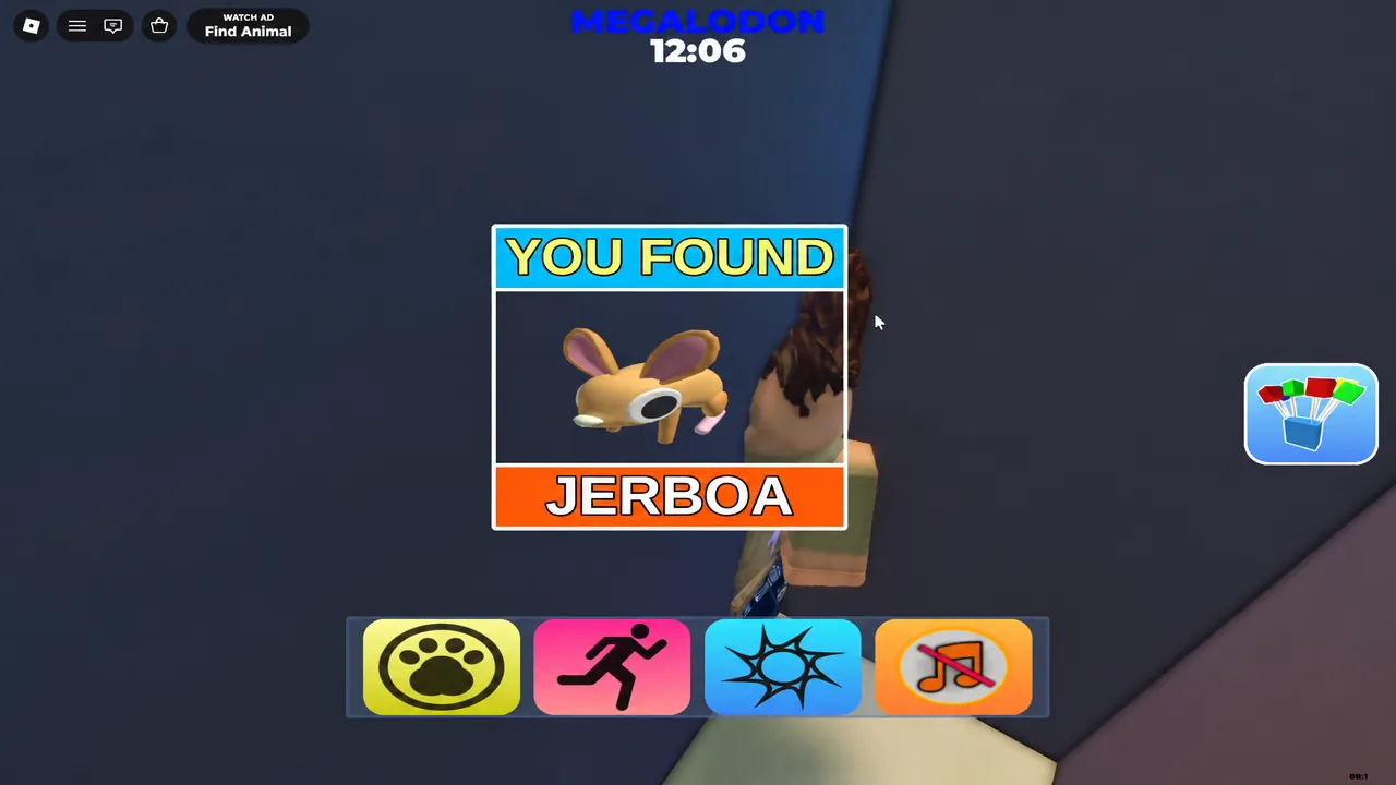 Confirmation banner appearing on screen after collecting a desert animal