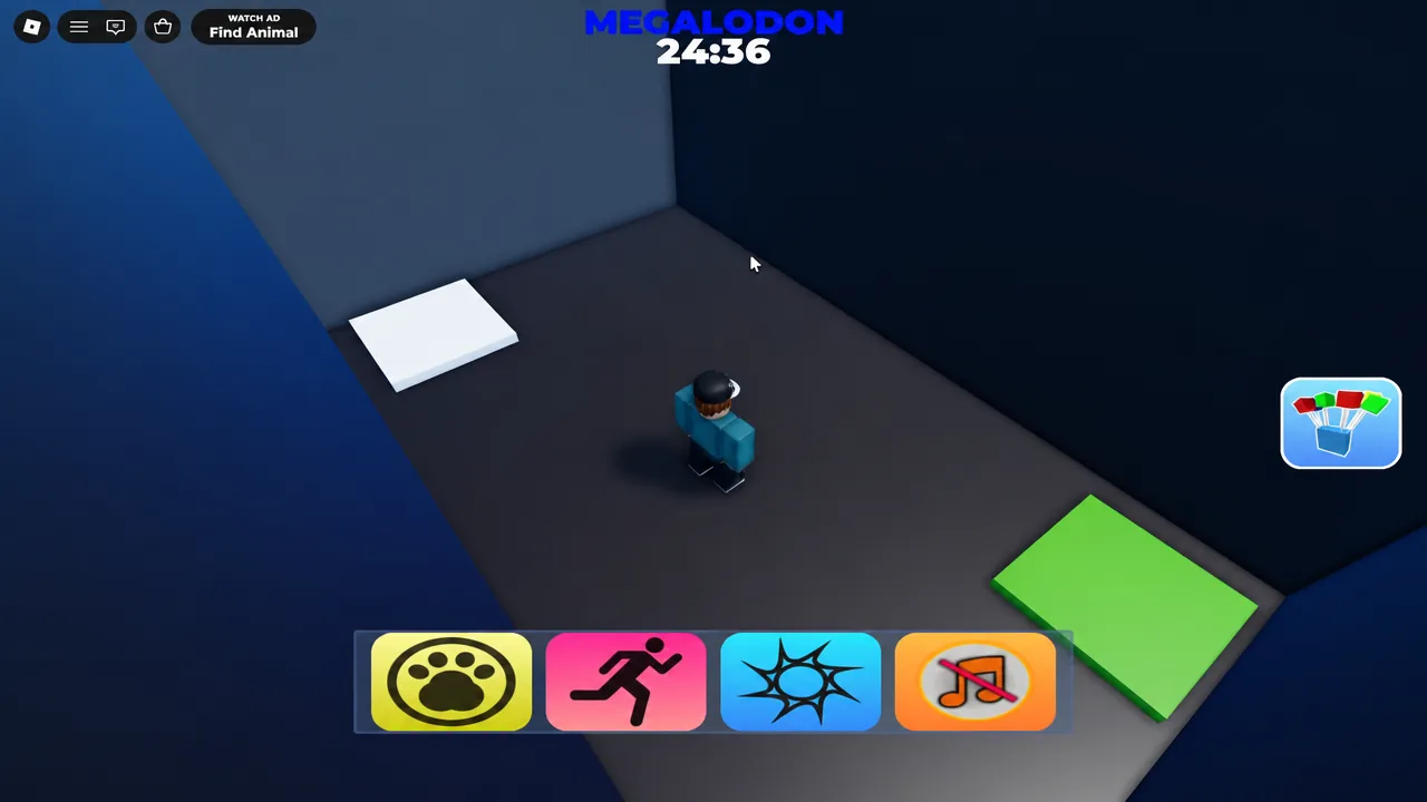 Room with coloured floor pads used for the Pachy colour-changing block puzzle