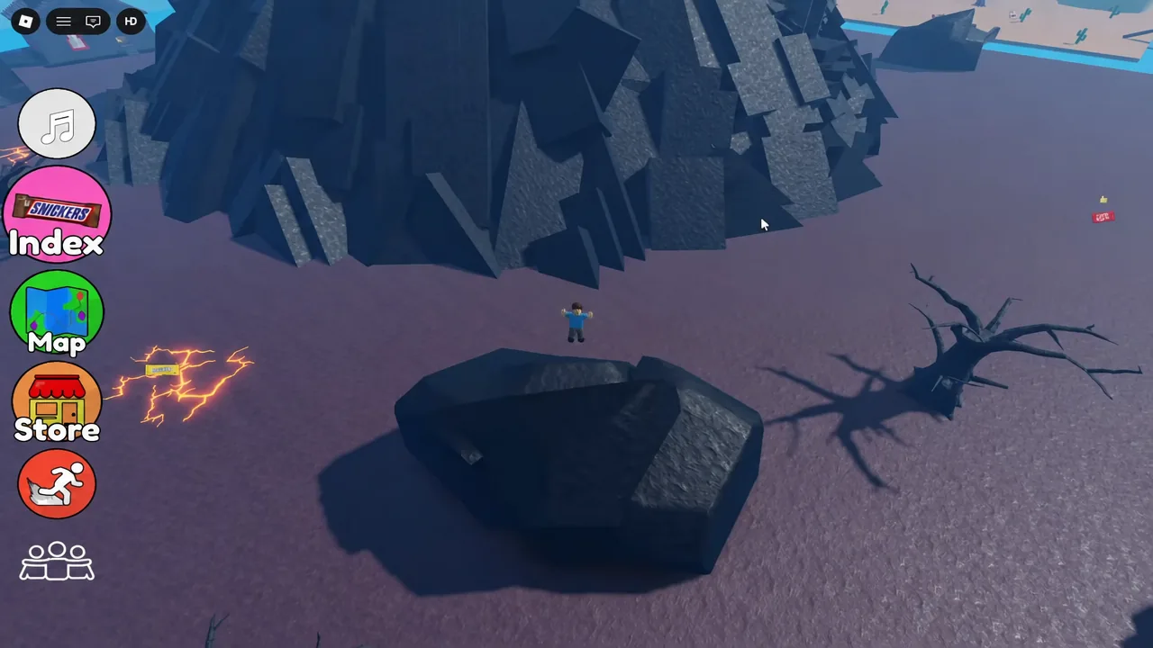The rocky paths ringing the volcano hide several ground-level pickups.