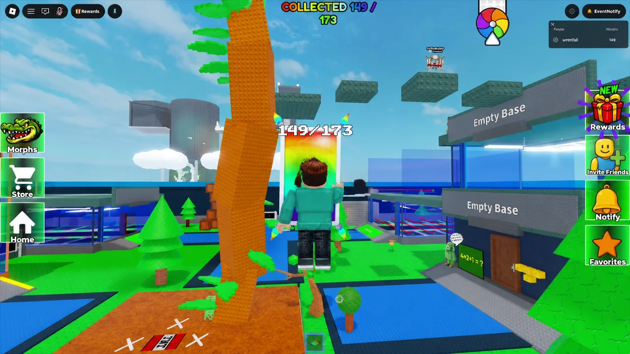 Player character climbing an orange tree in the map with the Collected counter visible in the corner