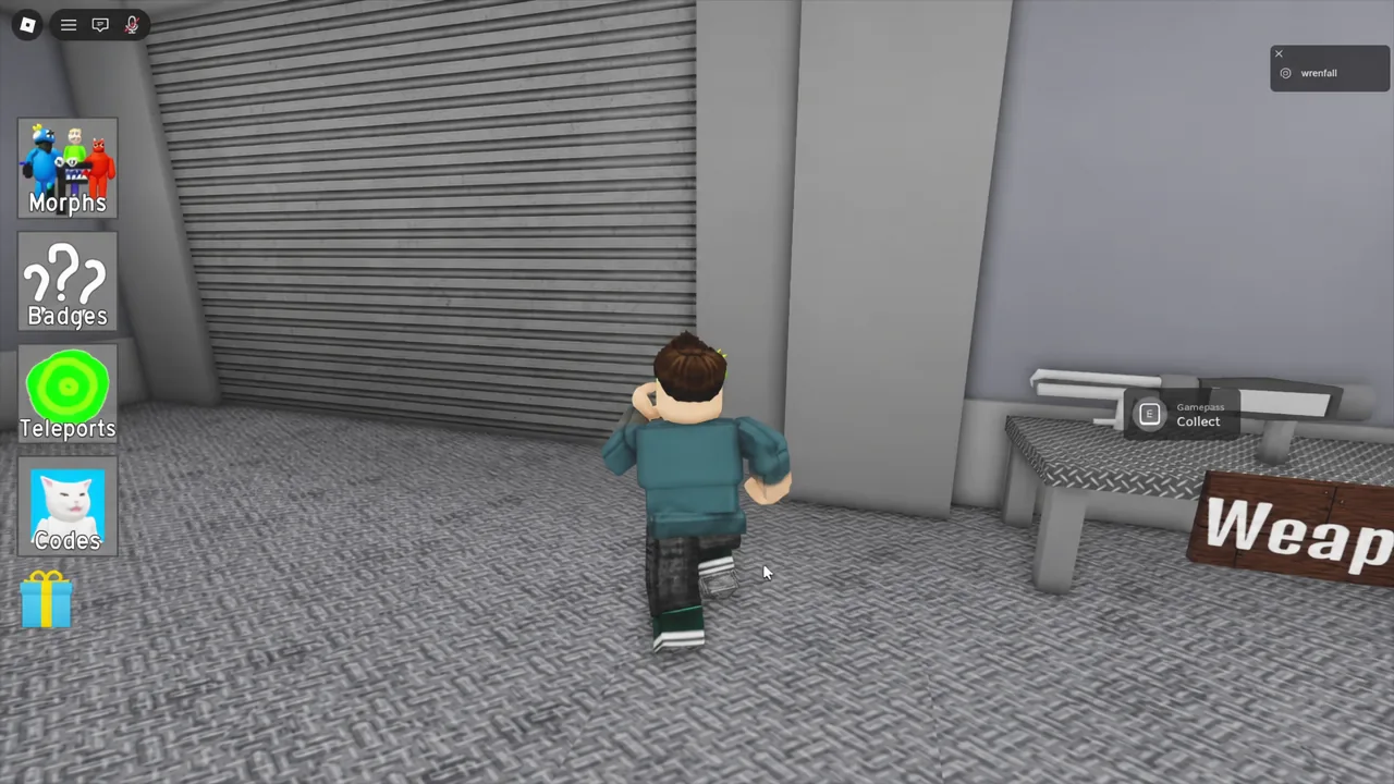 Collect prompt appearing on screen as the avatar walks up to a pickup point