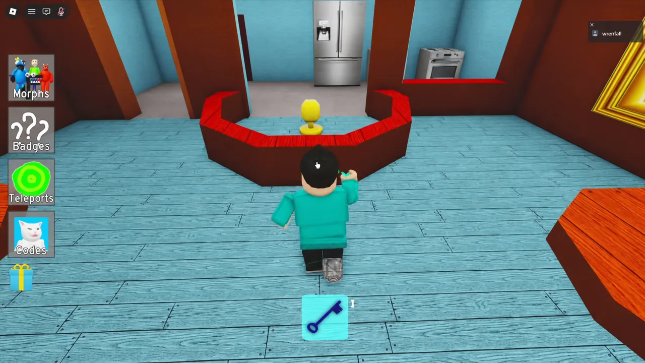 The restaurant interior in Backrooms Morphs 2 where the Blue Key unlocks Purple Glow Up 1