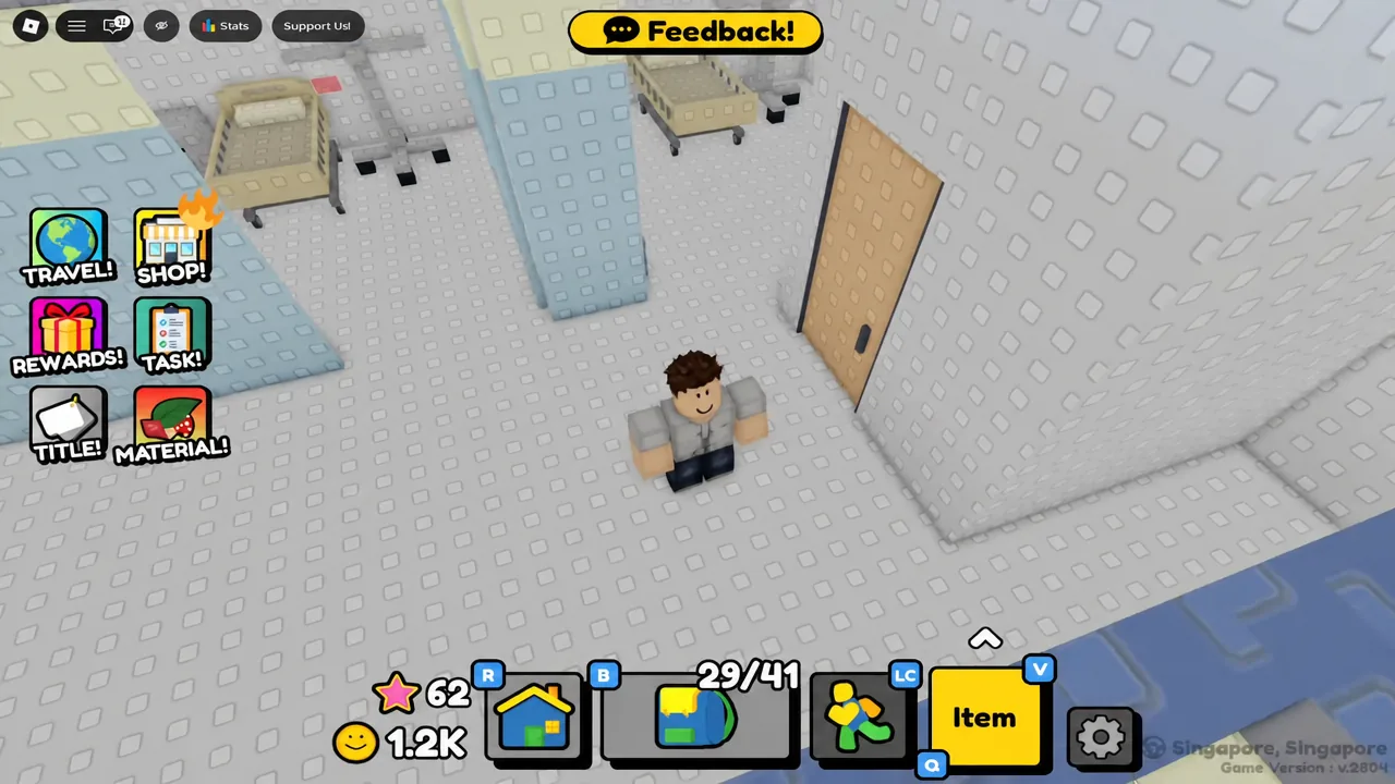 Yellow Item button highlighted on the game screen during a City quest