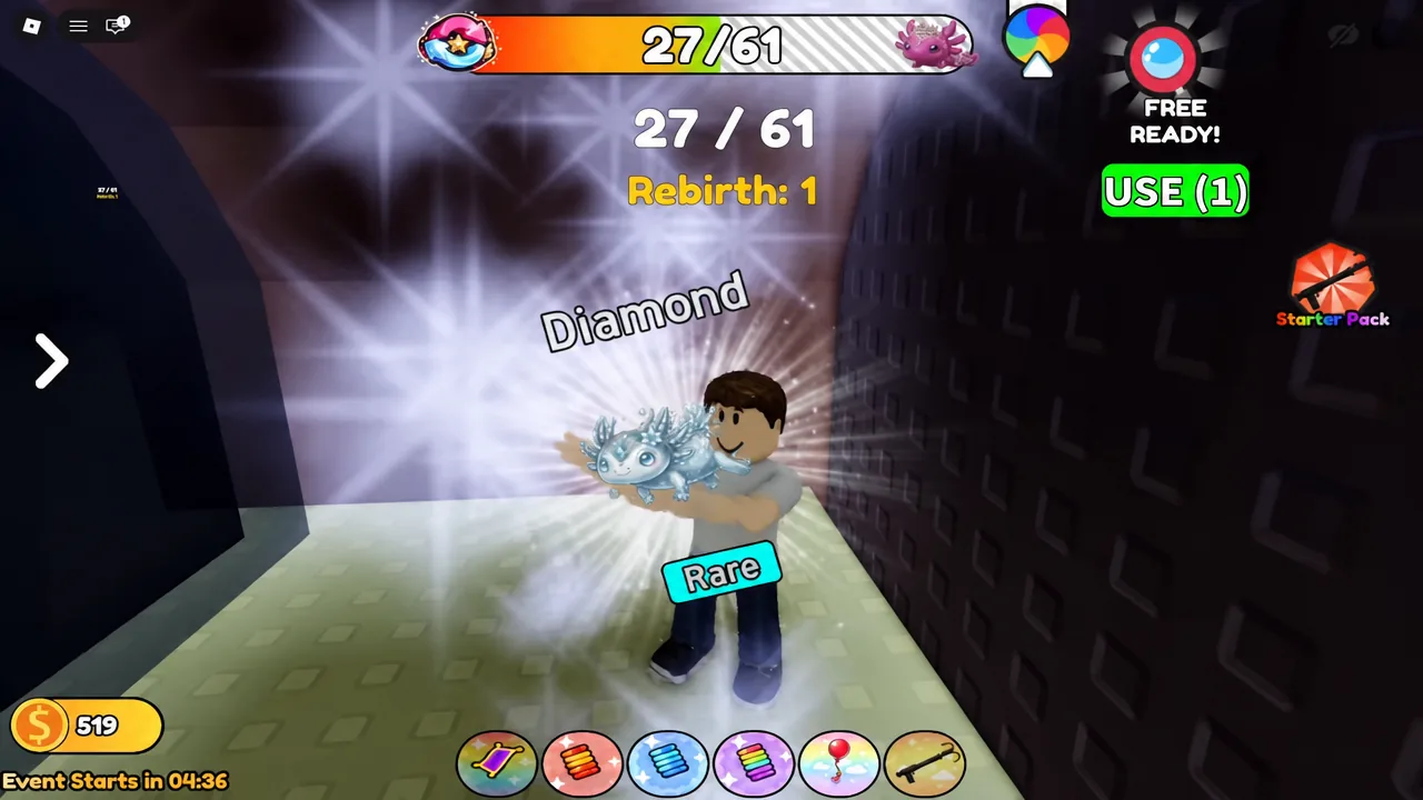 Diamond reveal screen showing the Rare tag and the collection progress counter