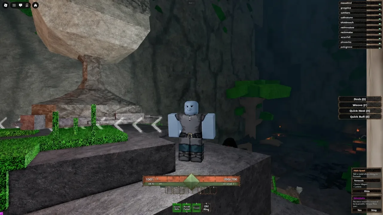 Player standing on a rocky ledge in the Weeping Crypt with an Old Ring in the loot window