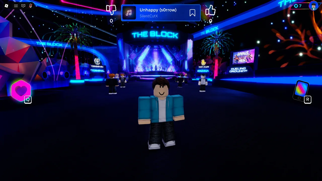 Track banner highlighted on screen inside The Block while music plays