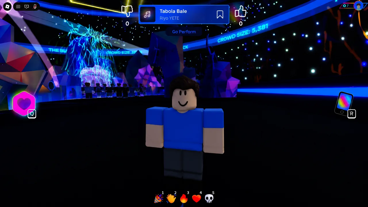 The Block performance menu with a song panel selected and a Go Perform button