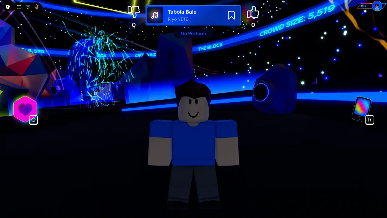 Song card by Riyo YETE highlighted on The Block performance screen before performing
