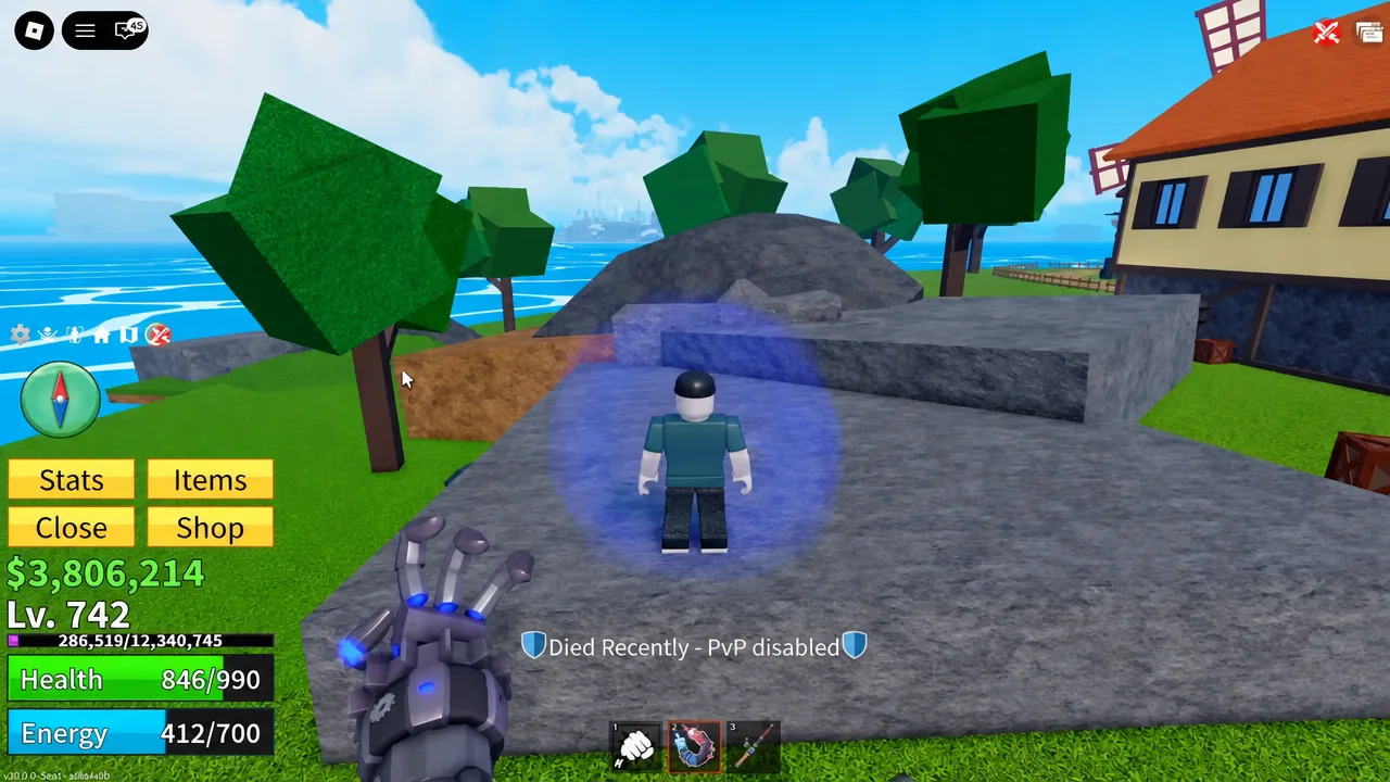 Desert island pyramid and village after the Update 30 rework