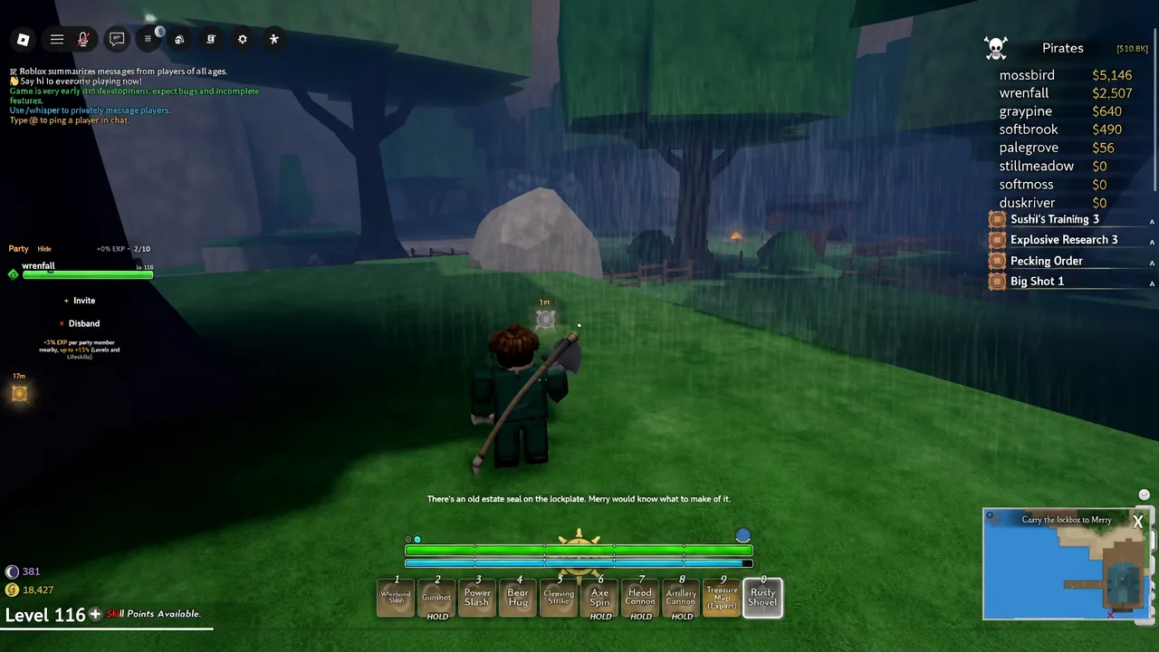 On-screen objective reading Carry the lockbox to Merry while the player hauls the lockbox