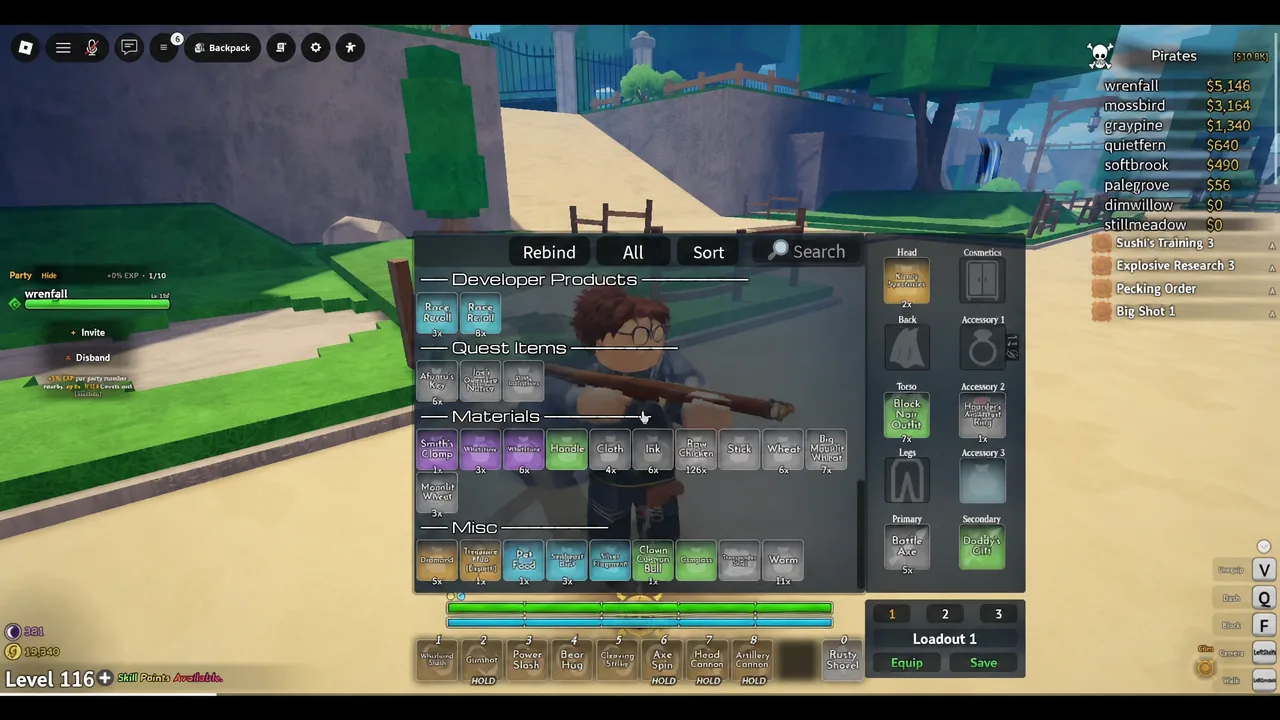 Starting an Expert treasure hunt in Maple Village with the map active