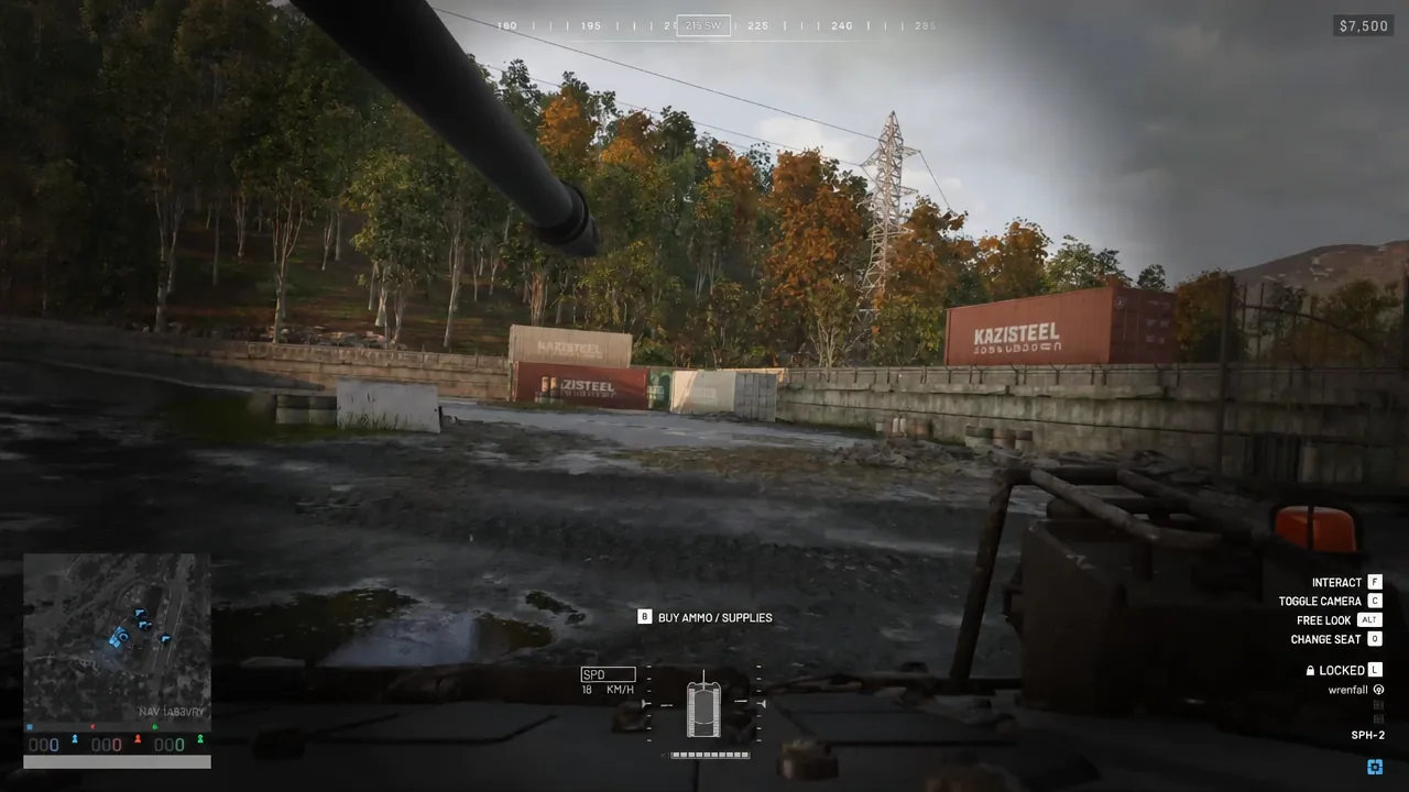 Tank HUD prompt bar with the B key marked for buying ammo and supplies
