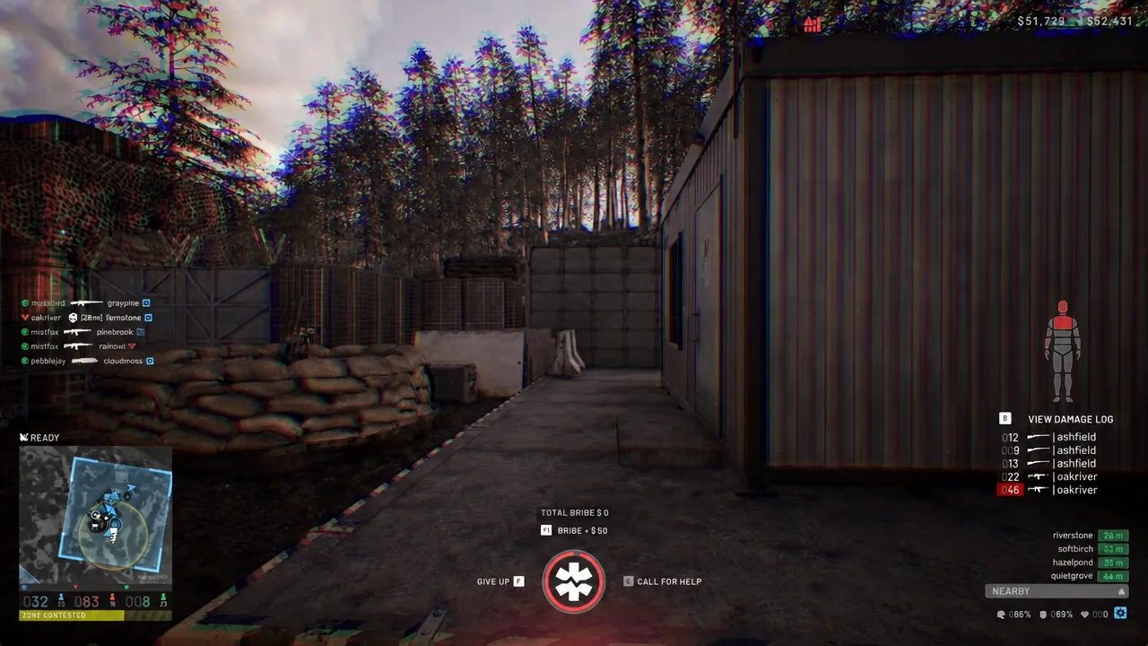 Downed player screen in WARDOGS showing the give up and call for help prompts