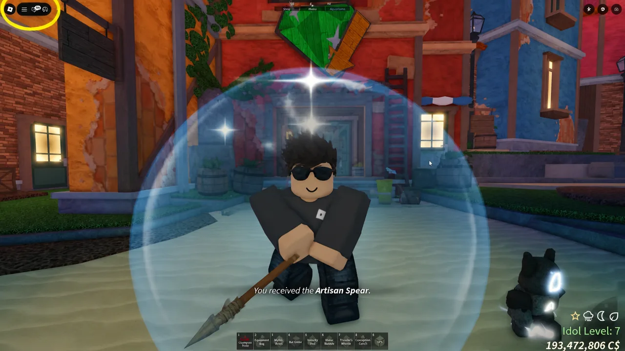 Slash effects firing automatically during a Fisch reeling sequence