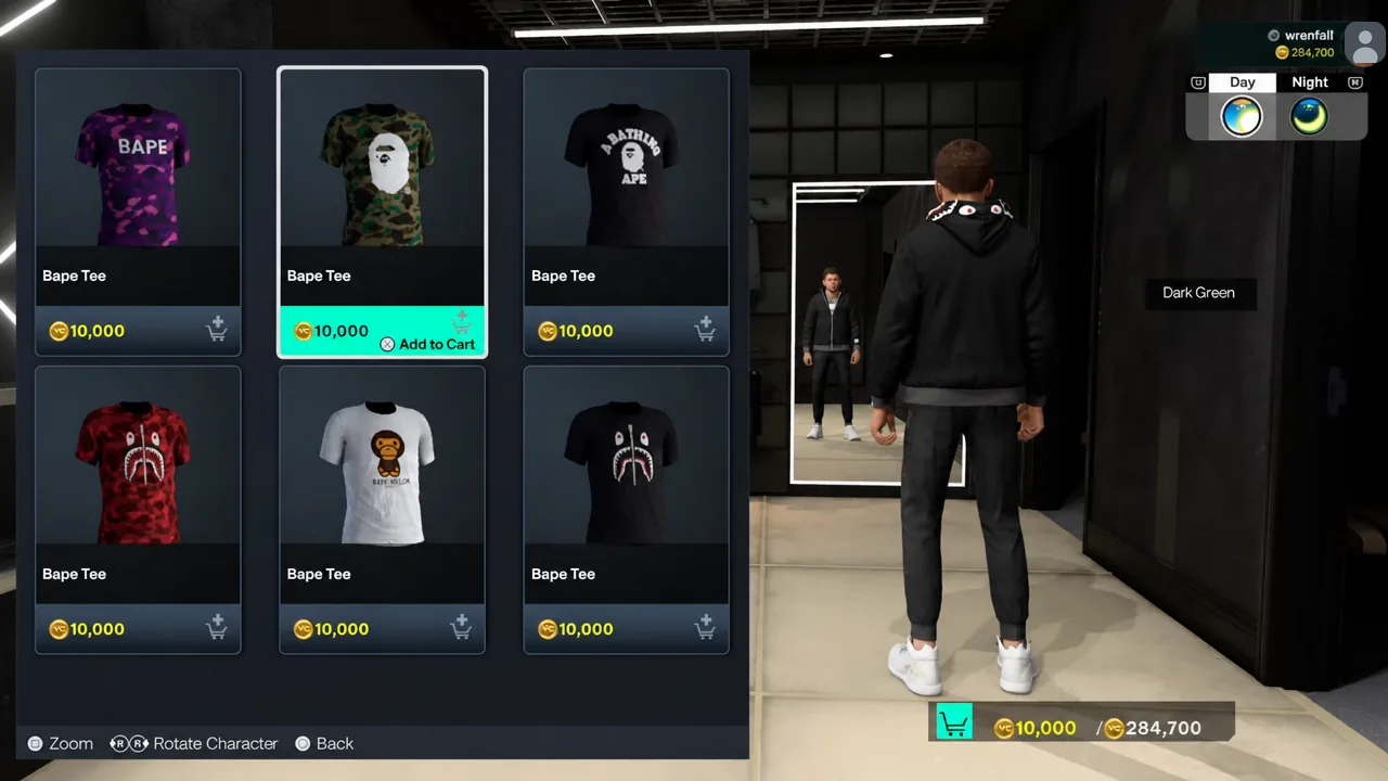 Camouflage Bape tee in the shop with the Add to Cart button highlighted