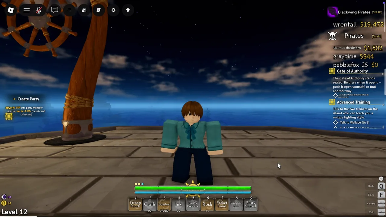 Player standing on a boat deck with the Gate of Authority quest listed in the side tracker