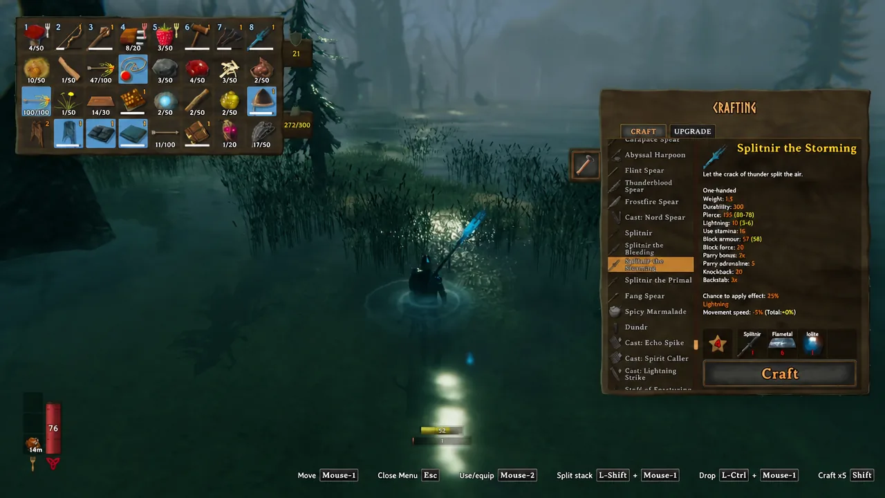 Inventory screen showing Bloodbags collected after killing Leeches in the Swamp