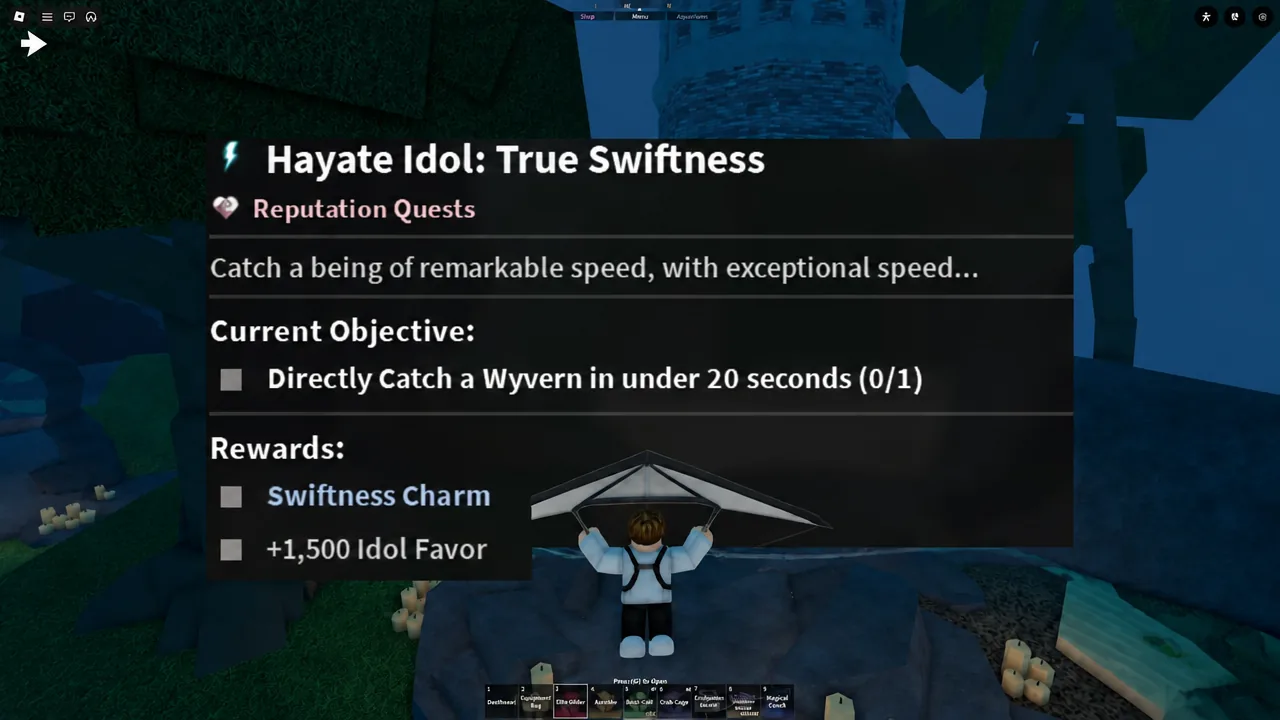 True Swiftness reputation quest screen listing the 20-second Wyvern catch objective