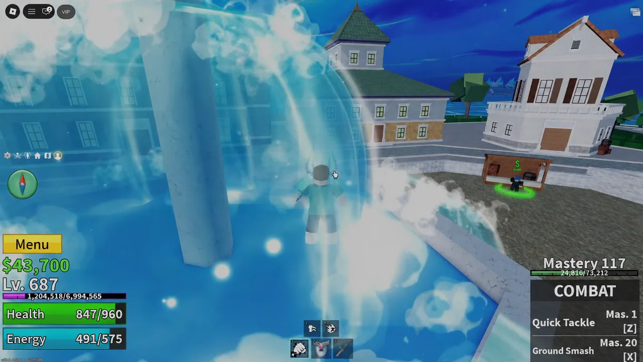 The Combat fighting style panel in Blox Fruits with Ground Smash bound to X