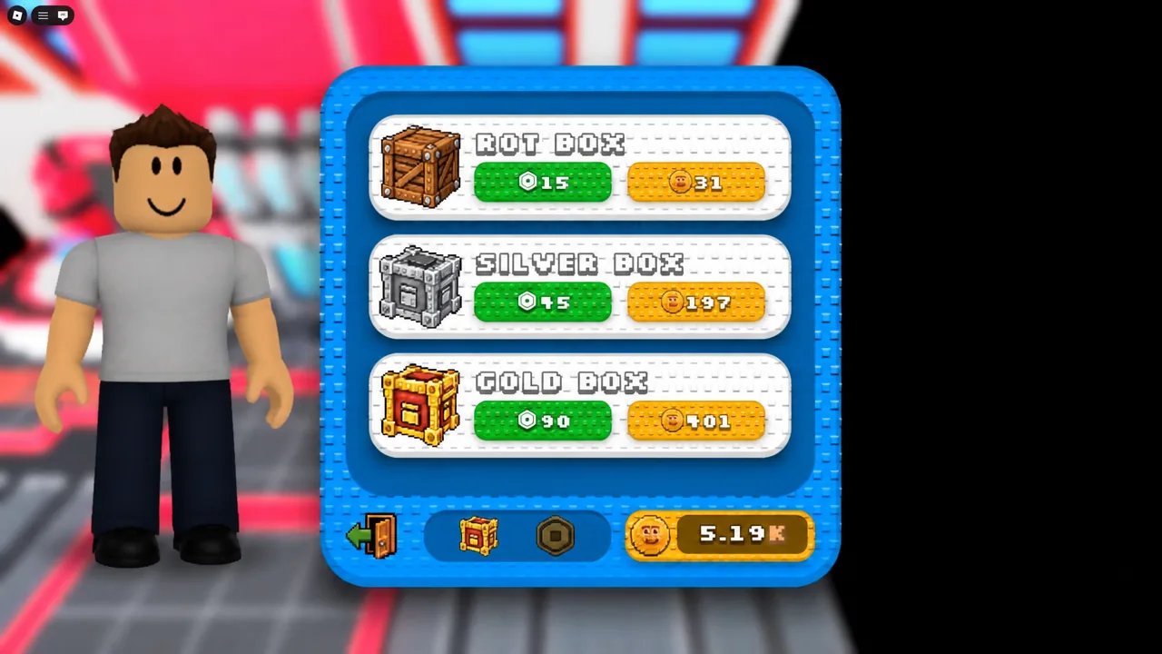 The box shop menu with the Gold Box tab selected.