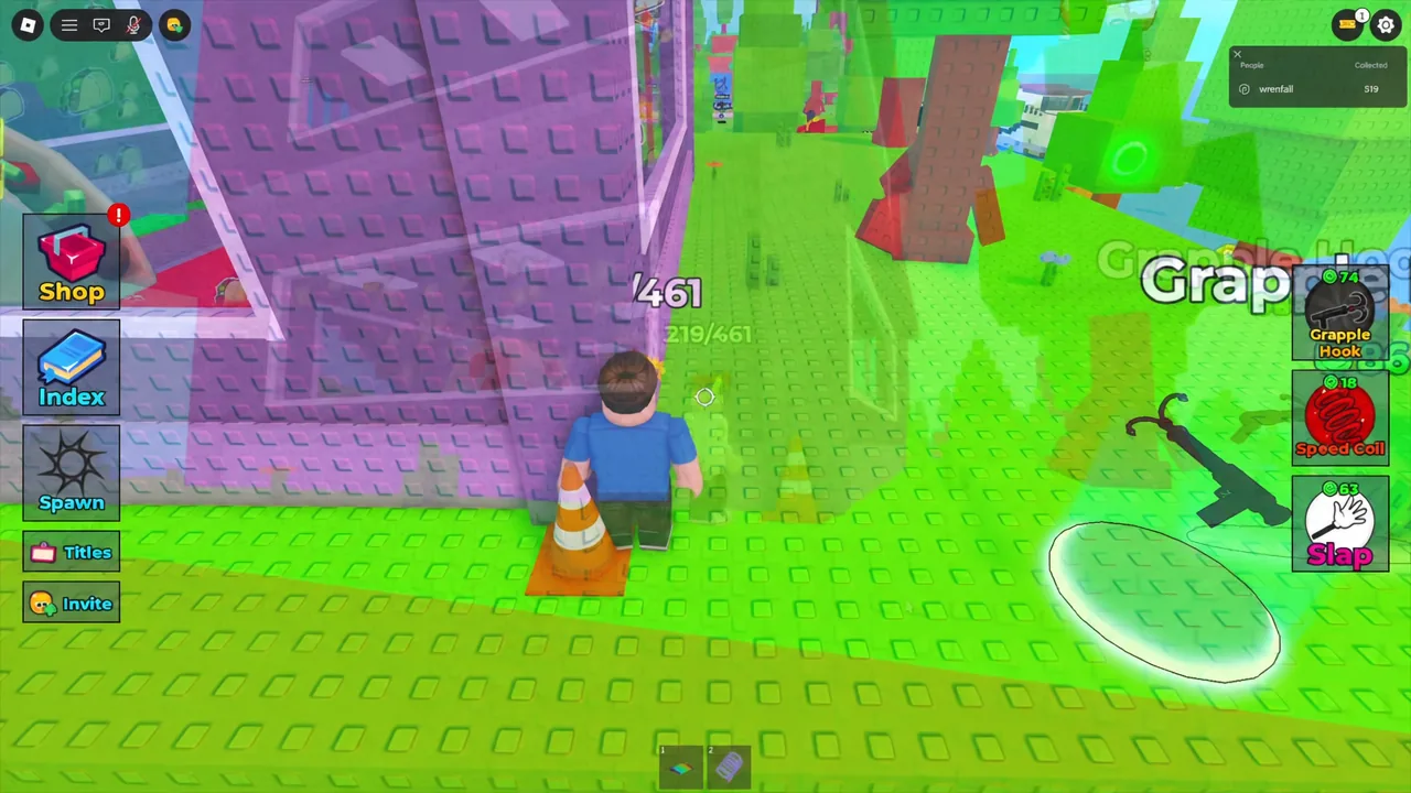 Grapple Hook tool selected on the side tool panel during gameplay